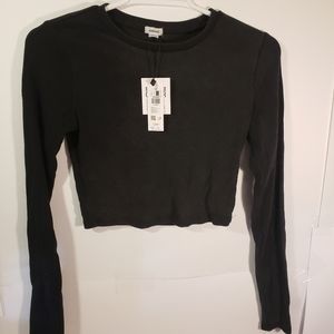 NWT Garage Long Sleeve Crop Top Medium Shirt One of a Kind Color Black